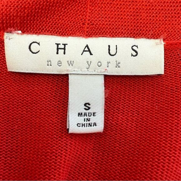Chaus New York Red Open Front Cardigan - Size S - Picture 4 of 6